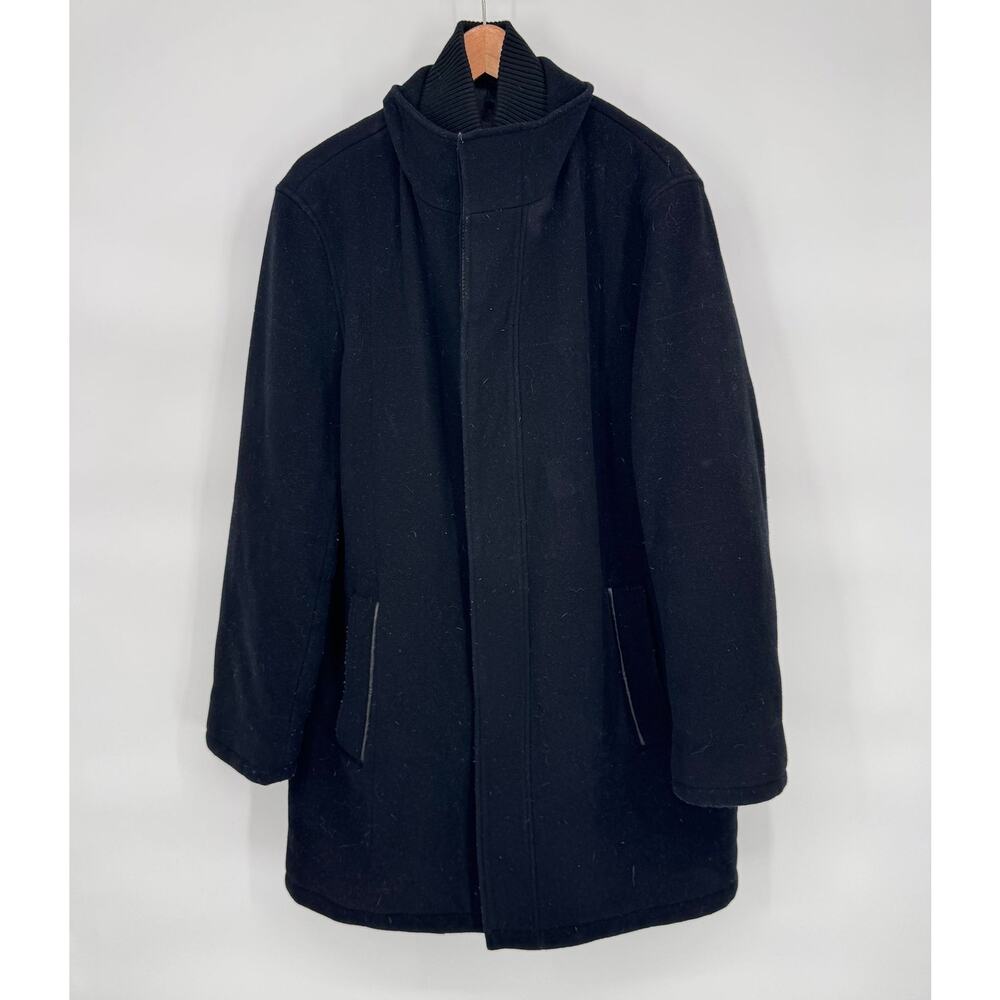 Cole Haan Mens Melton Wool Cashmere Blend Coat Sz M Minimalist Quiet Luxury